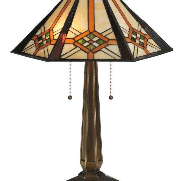 Crosshairs Mission Tiffany Stained Glass Table Lamp