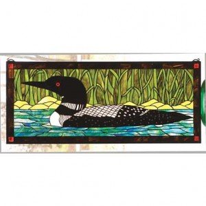 Nature Tiffany Stained Glass Loon Window Panel