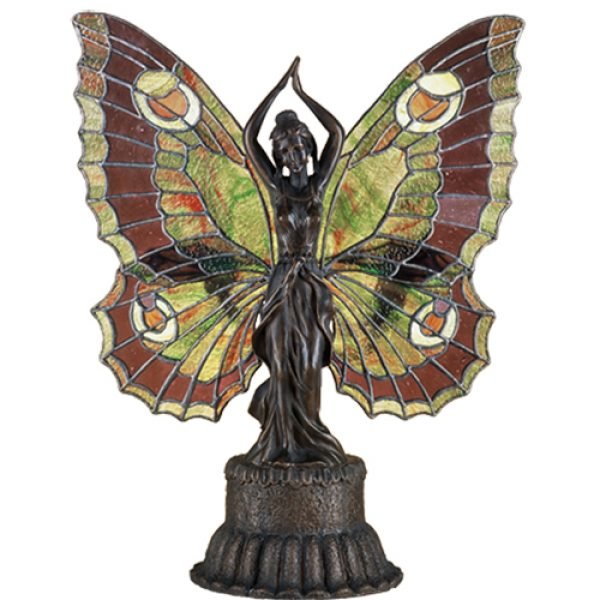 Butterfly Lady Forest Stained Glass Accent Lamp