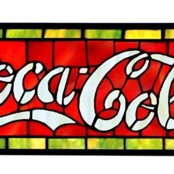 Coca Cola Tiffany Stained Glass Window Panel