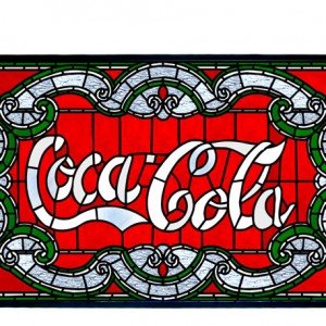 Coca Cola Victorian Tiffany Stained Glass Panel