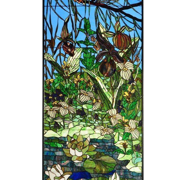 Woodland Lily Pond Tiffany Stained Glass Panel