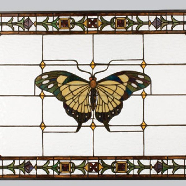 Butterfly Victorian Tiffany Stained Glass Window Panel