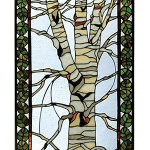 Birch In Winter Tiffany Stained Glass Panel