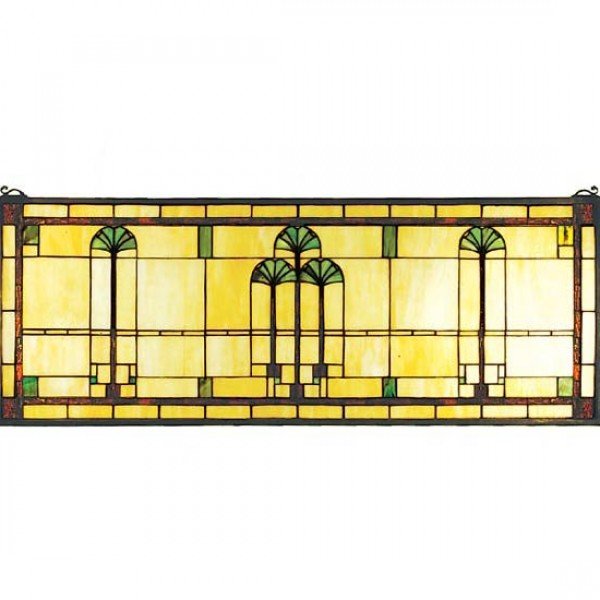 Ginko Horizontal Tiffany Stained Glass Window Panel