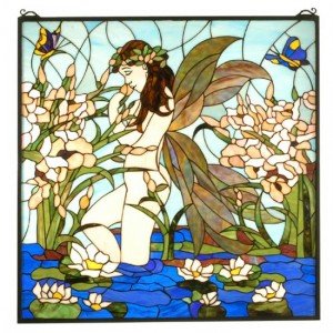 Large Fairy Pond Tiffany Stained Glass Panel