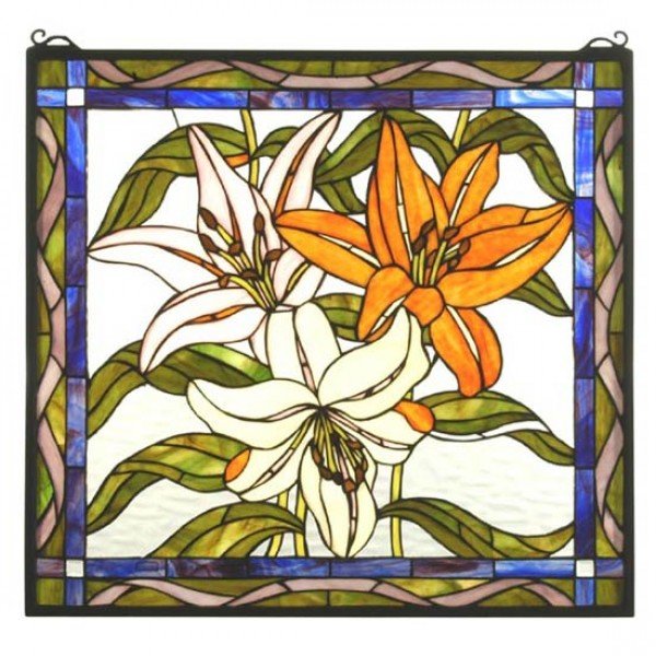 Tiger Lily Tiffany Stained Glass Window Panel