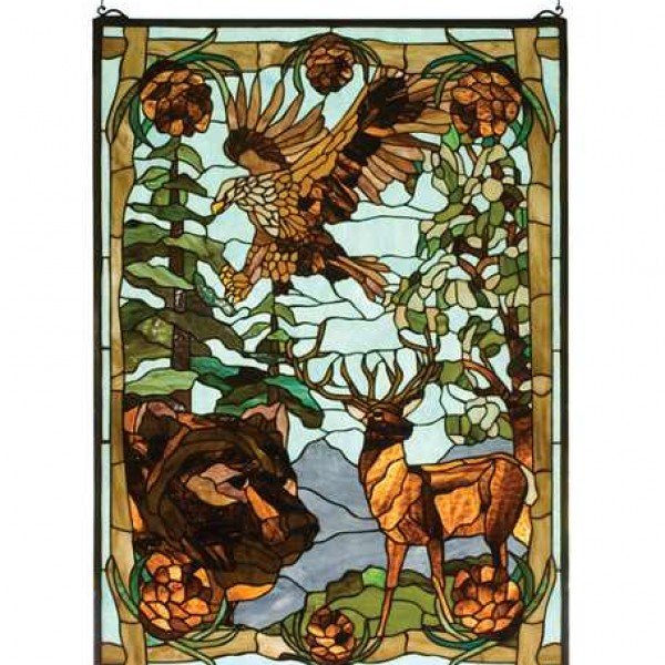 Wilderness Nature Tiffany Stained Glass Window Panel