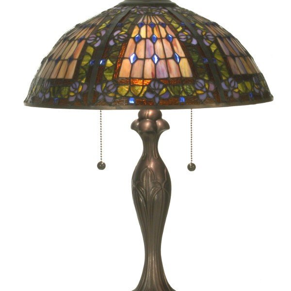 Jeweled Floral Plum Fleur-de-lis Tiffany Table Lamp