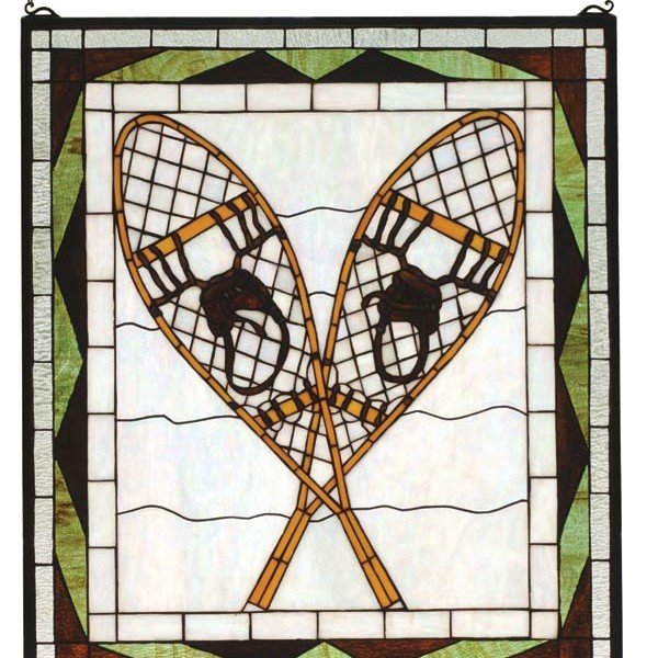 Snowshoes Trek Tiffany Stained Glass Window Panel