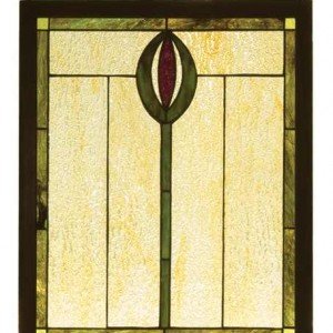 Spear Wood Framed Tiffany Stained Glass Panel