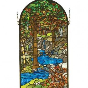 Waterbrooks Forest Tiffany Stained Glass Window Panel