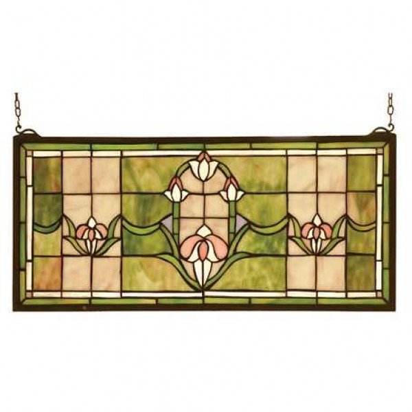 Tulips Tiffany Stained Glass Transom Window Panel