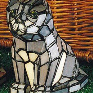 Curious Cat Tiffany Stained Glass Accent Lamp