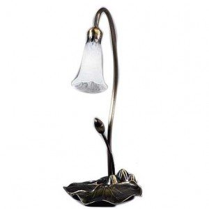 White Lily Tiffany Art Glass Accent Lamp