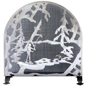 Fly Fishing Tiffany Stained Glass Fireplace Screens