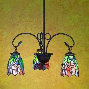 Colorful Iris Tiffany Stained Glass Chandelier Light