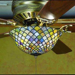Fishscale Tiffany Stained Glass Ceiling Fan Light