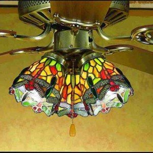 Dragonfly Tiffany Stained Glass Ceiling Fan Light