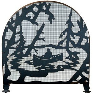 Lake Canoe Tiffany Stained Glass Fireplace Screens