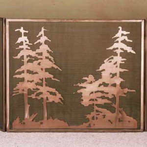 Copper Pines Tiffany Stained Glass Fireplace Screens