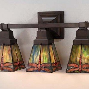 Prairie Dragonfly Tiffany Stained Glass Vanity Light