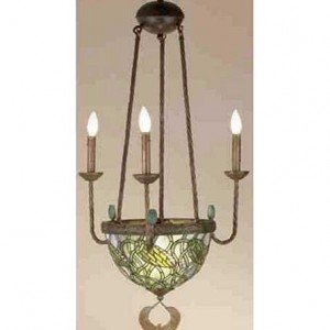 Egyptian Lotus Bud Tiffany Stained Glass Chandelier