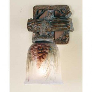 Pine Cone Branch Tiffany Stained Glass Sconce