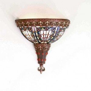 Small Fleur-De-Lis Tiffany Stained Glass Sconce Light