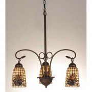 Arts Craft Pinecone Tiffany Stained Glass Chandelier