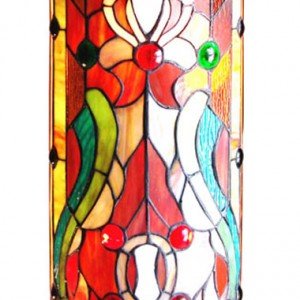 Victorian Jeweled Tiffany Stained Glass Pedestal Lamp