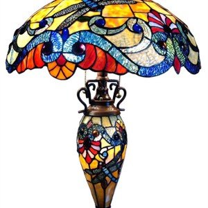 Vibrant Victorian Tiffany Stained Glass Table Lamp