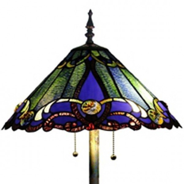 Blue Victorian Tiffany Stained Glass Floor Lamp