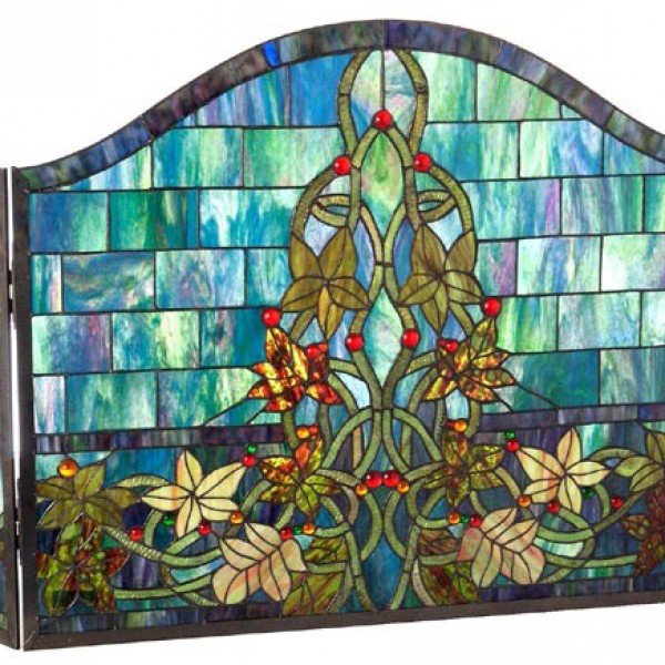 Ocean Ivy Tiffany Stained Glass Fireplace Screens