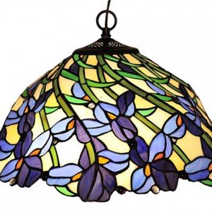 Purple Iris Tiffany Stained Glass Pendant Lamp