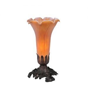 Amber Lily Tiffany Art Glass Accent Lamp