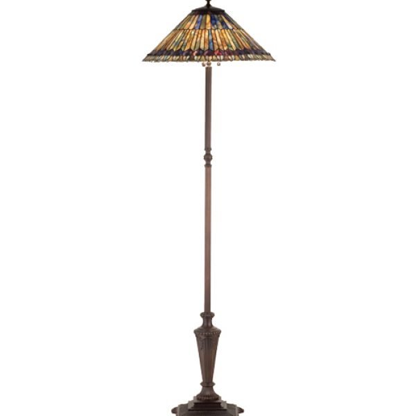 Jeweled Peacock Tiffany Stained Glass Floor Lamp