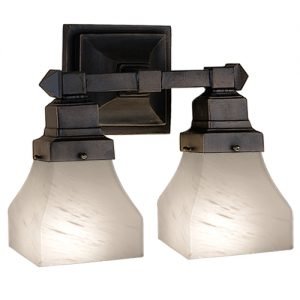 Mission White Alabaster Two Light Wall Sconce
