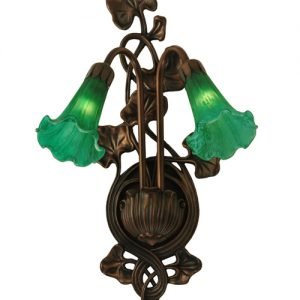 Ocean Green Lily Art Glass Wall Sconce