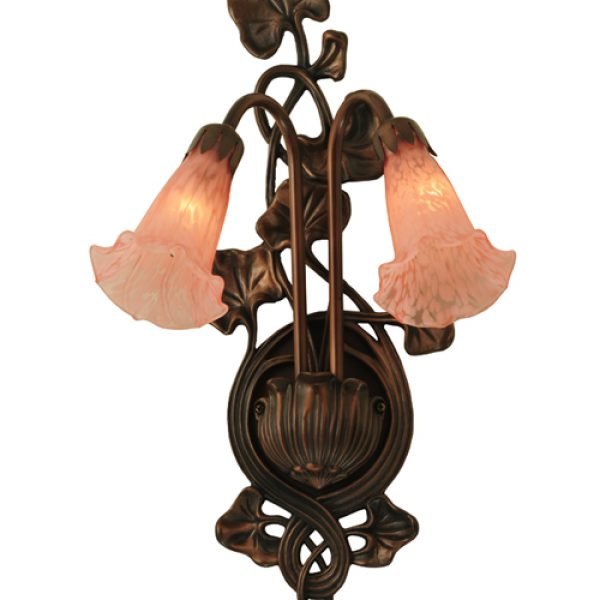 Pink Lily Glass Two Light Wall Sconce