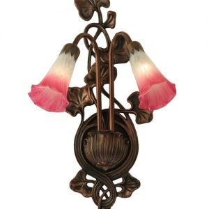 Red Tinged Lily Two Light Wall Sconce
