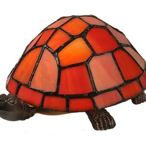 Turtle Orange Red Tiffany Stained Glass Lamp