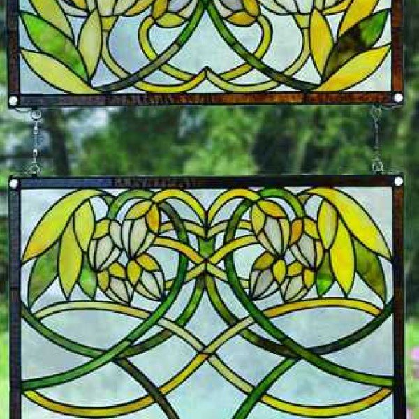 Water Lilly Tiffany Stained Glass Window Panel