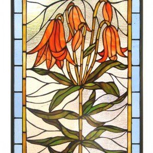 Tiffany Trumpet Lily Stained Glass Window Panel