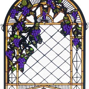 Grape Diamond Trellis Tiffany Stained Glass Panel