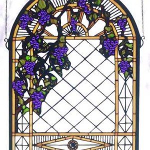 Grape Diamond Trellis Tiffany Stained Glass Panel