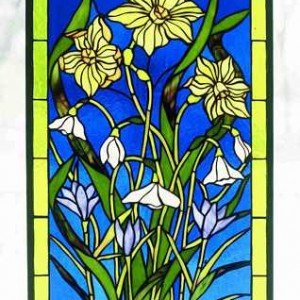 Spring Bouquet Tiffany Stained Glass Window Panel