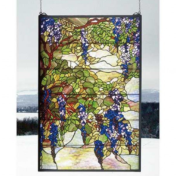 Wisteria Garden Tiffany Stained Glass Window Panel