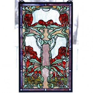 Nouveau Waterlily Tiffany Stained Glass Window Panel