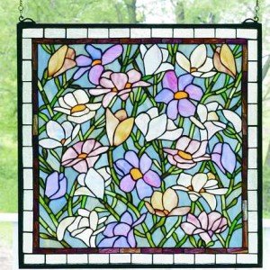 Sugar Magnolia Tiffany Stained Glass Window Panel